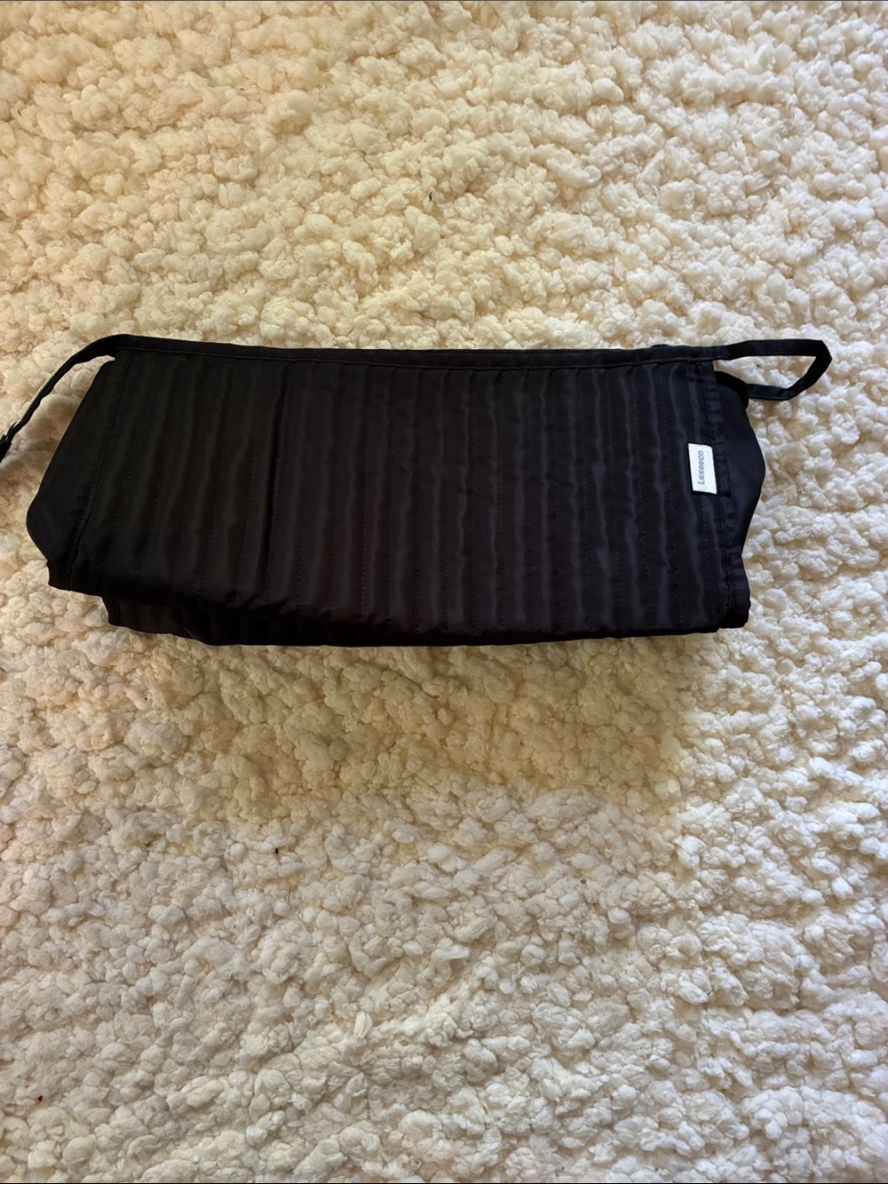Black Quilted Makeup Organizer Pouch - Compact Travel Cosmetic Bag
